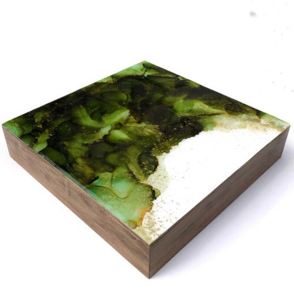 Verdant  | 8x 8 | Abstract Alcohol Ink and Resin Art